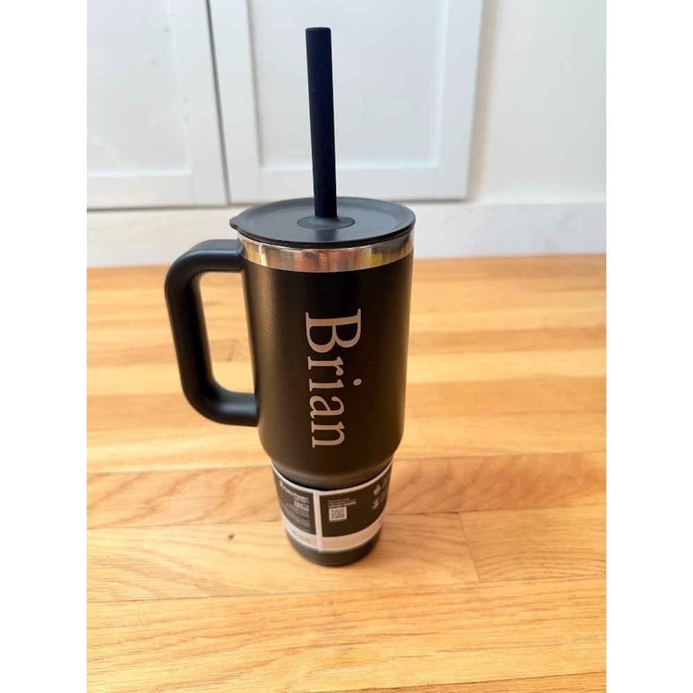 NEW Hydro Flask 24oz Black Travel Tumbler Engraved "Brian" Leak Resistant